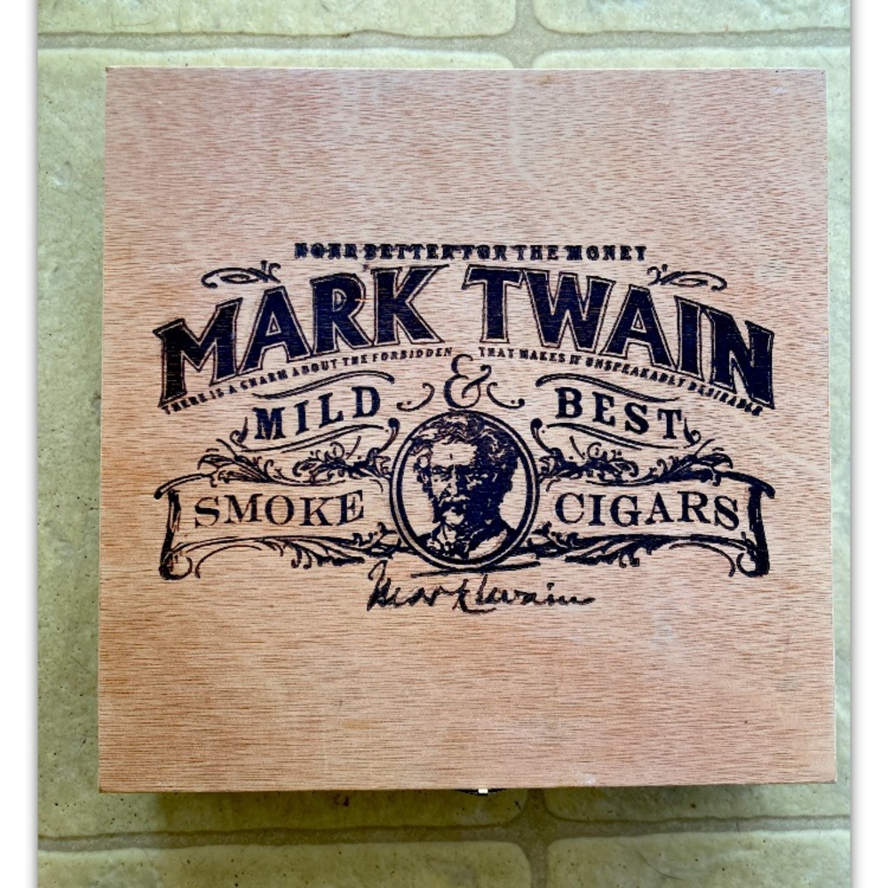 Mark Twain Wooden and Metal Cigar Box
